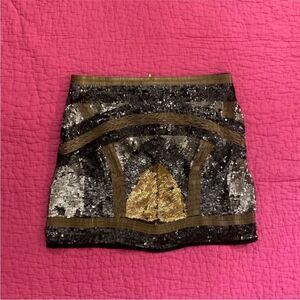 Promos Sequin Mini Skirt - Black and Gold, XS